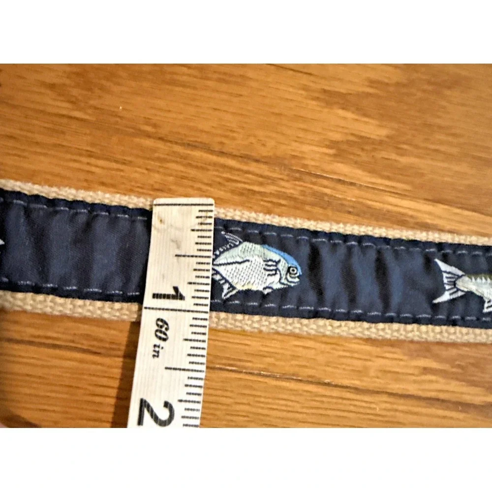 Zep-Pro Nylon Nautical sewn Shark Blue Brass Buckle Adjustable Belt Men's 42